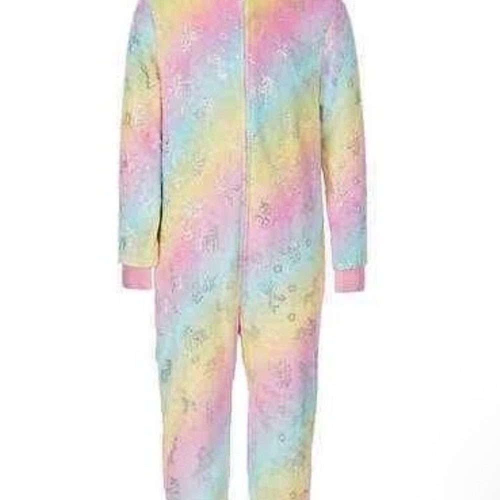New - Saint Eve Fleece Unicorn Pajama Jumper, Medium 10-12, Tie Dye Rainbow